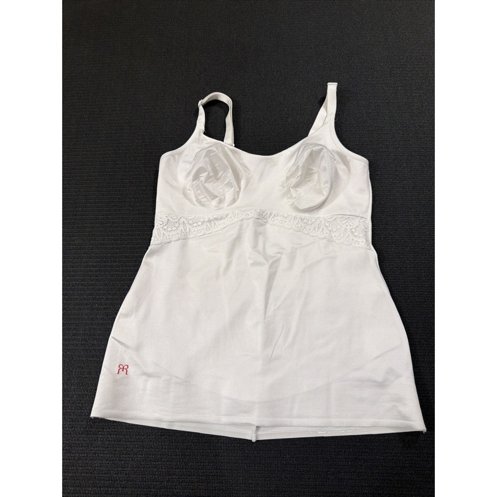 Ruby Ribbon Cami Women Size 36 White 3024 Lace Trim Shapewear Compression Top